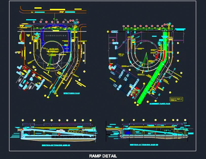 Parking Ramp Details- Ground to Basement with CAD Layout